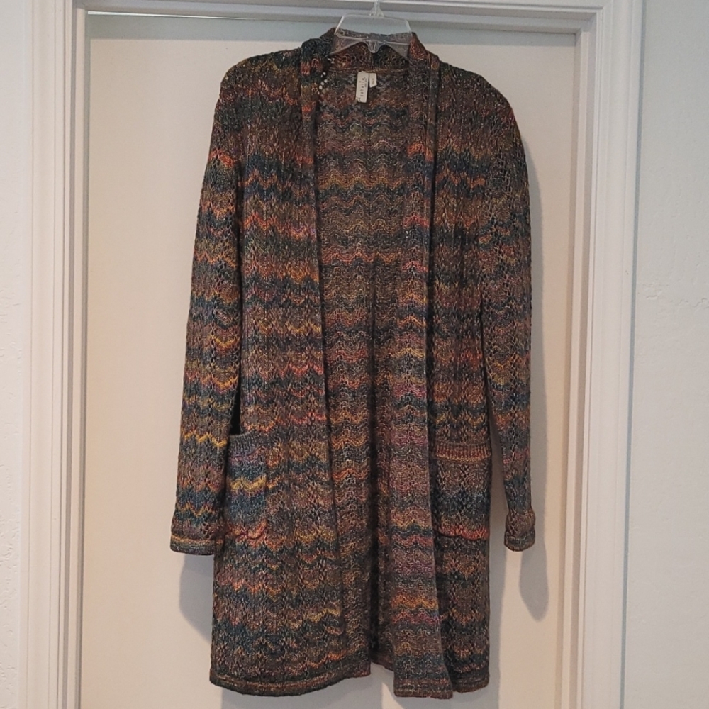 Sahalie M long multi colored cardigan
